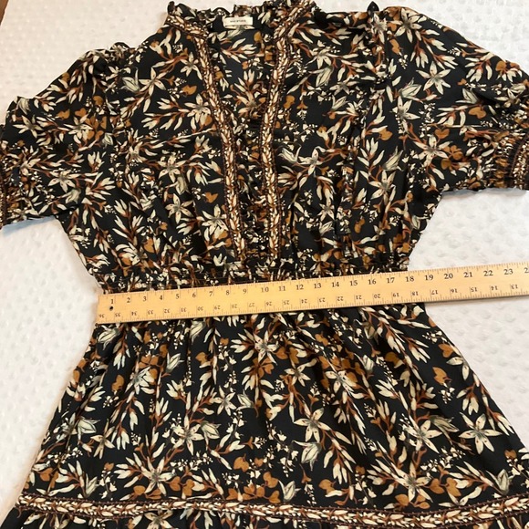 Max Studio Floral Print Midi Dress Ruffle Neck Elastic Waist Tiered Skirt 1x - Picture 4 of 8